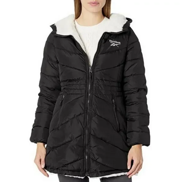 NEW Reebok Women's Reversible Puffer Anorak Sherpa Lined Jacket XL - Picture 9 of 12